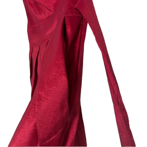 Junior Red Mini Dress Size 3 Sleeveless Formal Pleated Waist Belted Bow Elegant - Picture 4 of 13